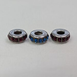 3 Sterling Vintage Micheal Anthony European Rhinestone Spacer Charms